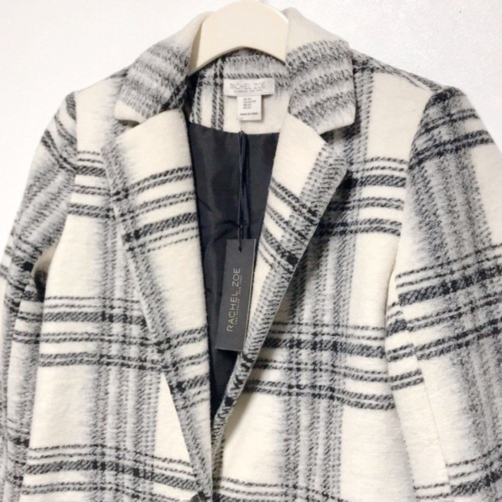 NWT RACHEL ZOE Black and White Plaid Coat - Picture 6 of 8